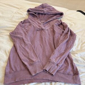 Sonoma Women's Mauve V-Neck Hooded Sweater